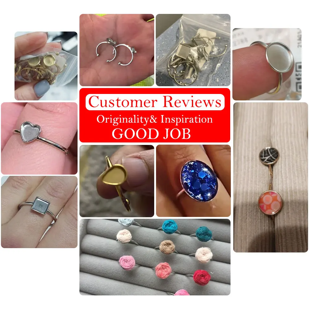 10pcs 조정 가능한 스테인레스 스틸 오픈 링 설정 DIY accessorie 만들기 보석 재료에 대 한 빈 기본 베젤 카보 숑 반지