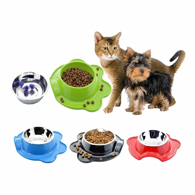 

Stainless Steel Double Bowl for Pet, Cat Food Bowl Travel Feeding, Small Dog Feeder, Water Bowl for Puppy Bamboo Rabbit Drink