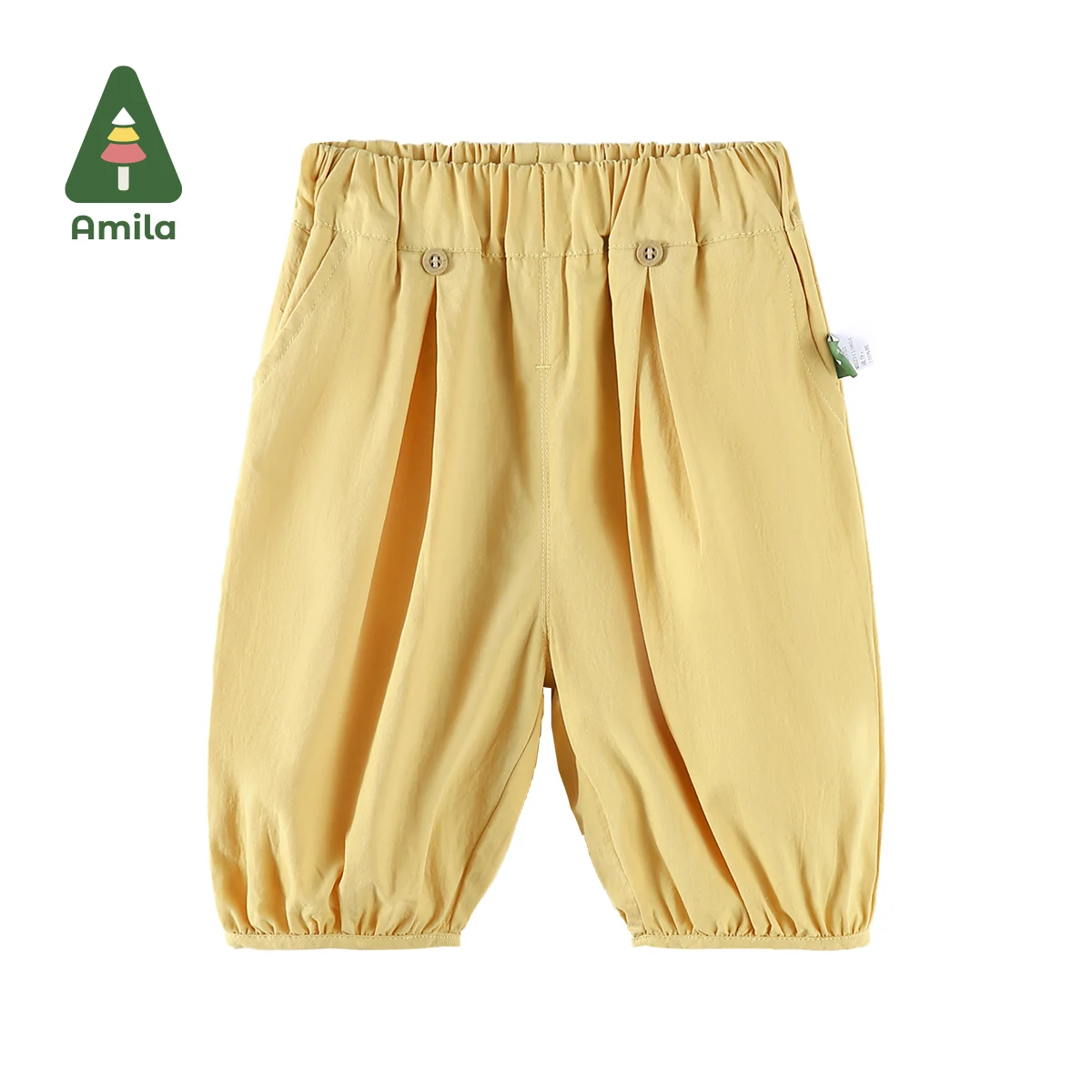 Amila Summer New Boys Bottom solid Color Cotton High Quality Lloose Comfortable Quarter Pants 0-6Y