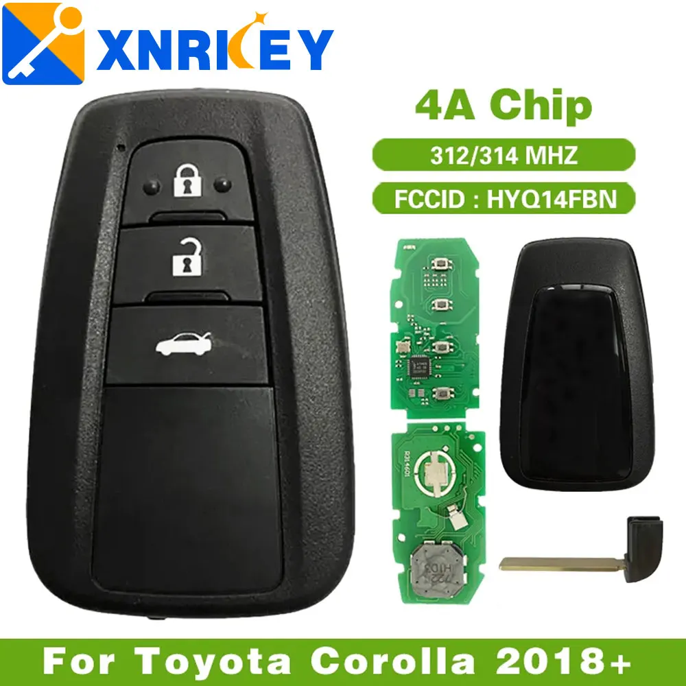 

XRNKEY Aftermarket For Toyota Corolla 2018+Smart Key Fob 312/314Mhz 4A Chip FCCID HYQ14FBN 8990H-12010 Work For Brazil Market