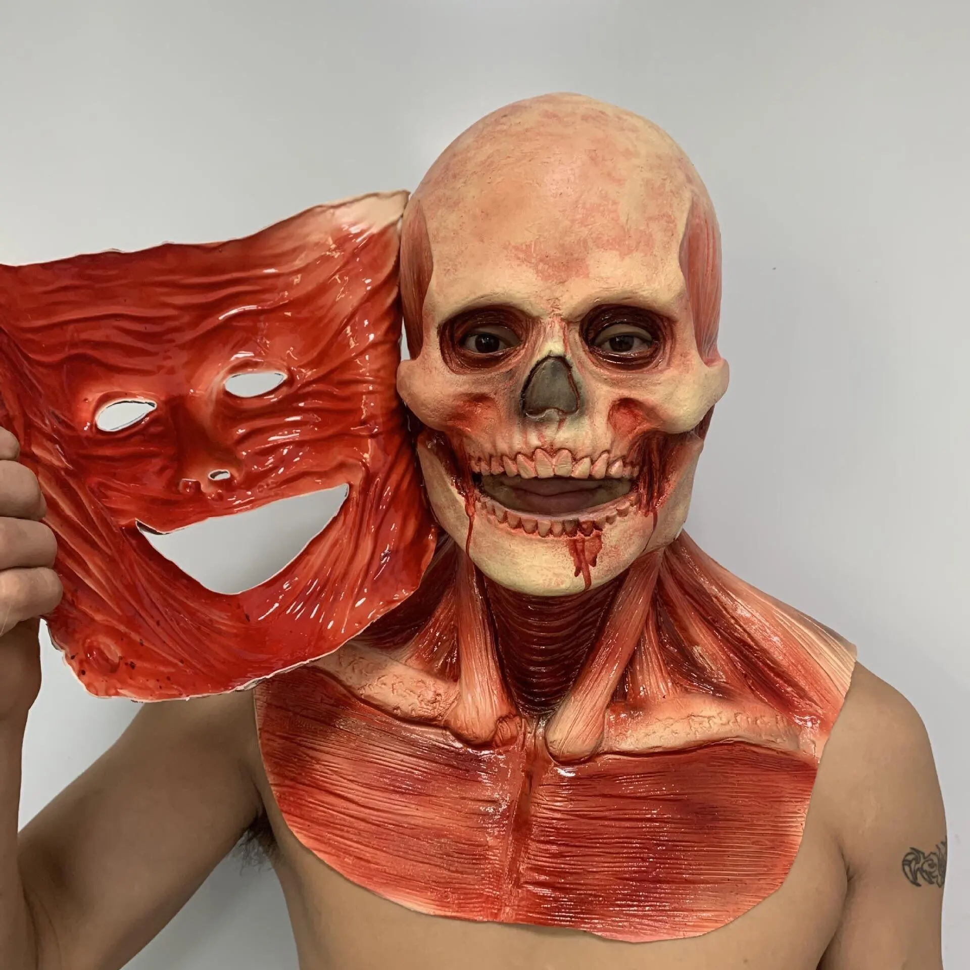 Horror Halloween Maske Erwachsene Lächeln Dämon Horror Geister Maske Creepy Bösen Maske Halloween Kostüm Party Dual zweck Cosplay photo review