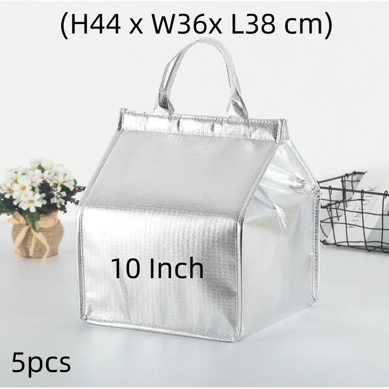 10 Inch Insulated Thermal Cooler Bag Lunch Cake Sandwich Drink Storage Big Square Chilled Tin Foil Food Coffee