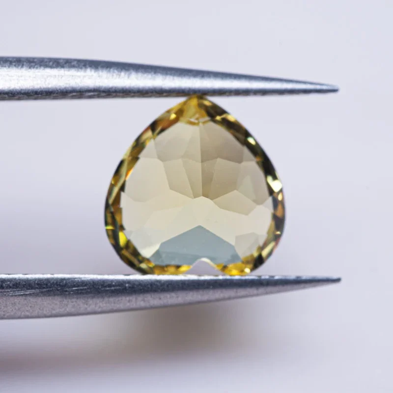 Lab Grown Sapphire Heart Shape Yellow Color Charms Advanced Jewelry DIY Ring Necklace Earrings Materials Selectable Certificate