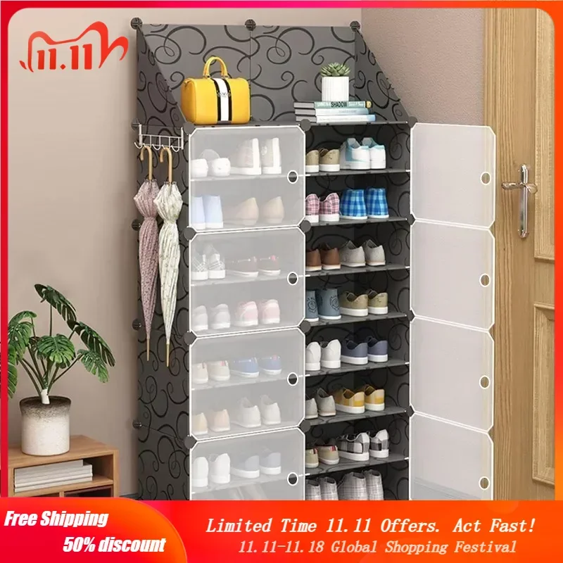 Shoe Rack Shoe Organizer Shoe Cabinet 8 Tier Storage Cabinet with Doors