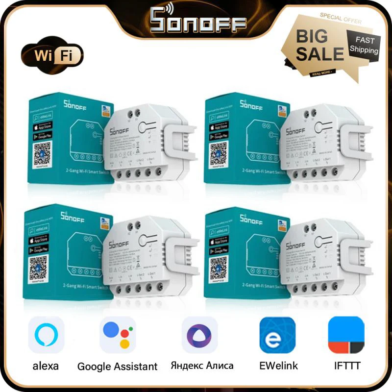 Sonoff Dualr3/r3 Lite Diy Mini Smart Switch 2 Gang Dual Relay Module