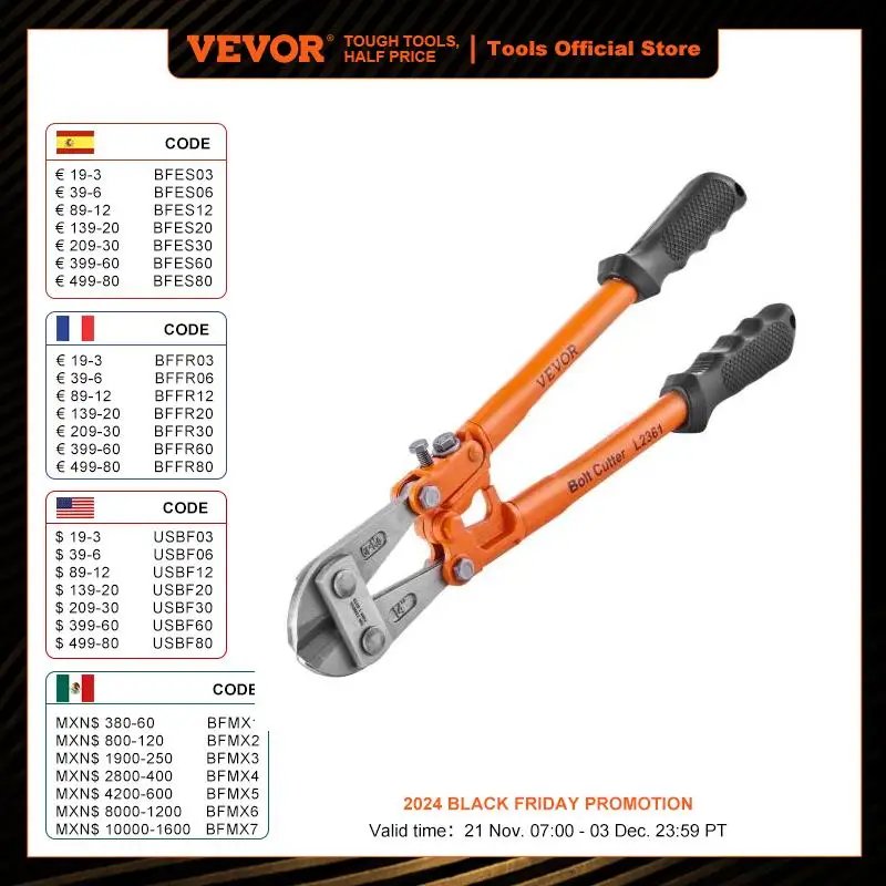 VEVOR Premium Bolt Cutter with Rubber Grip