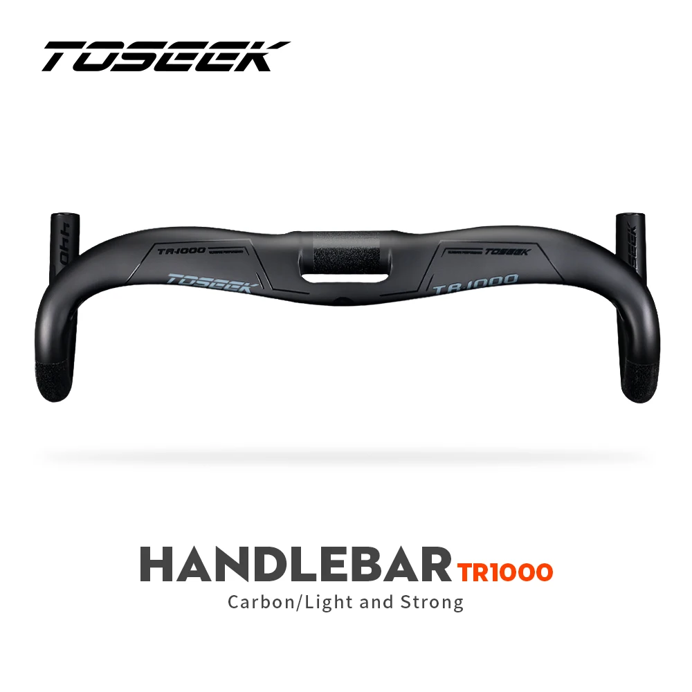 

TOSEEK Handlebar TR-1000 Carbon Handlebar Matt Black Road Bicycle Handlebar Internal Wiring 400/420/440mm Clamp Diameter31.8MM