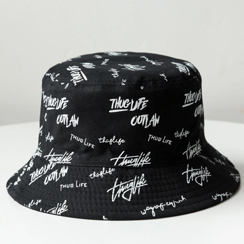 문자 자수 어부 모자, 어린이 문학적 레저 양면 착용, 다목적 태양 모자, 1 개