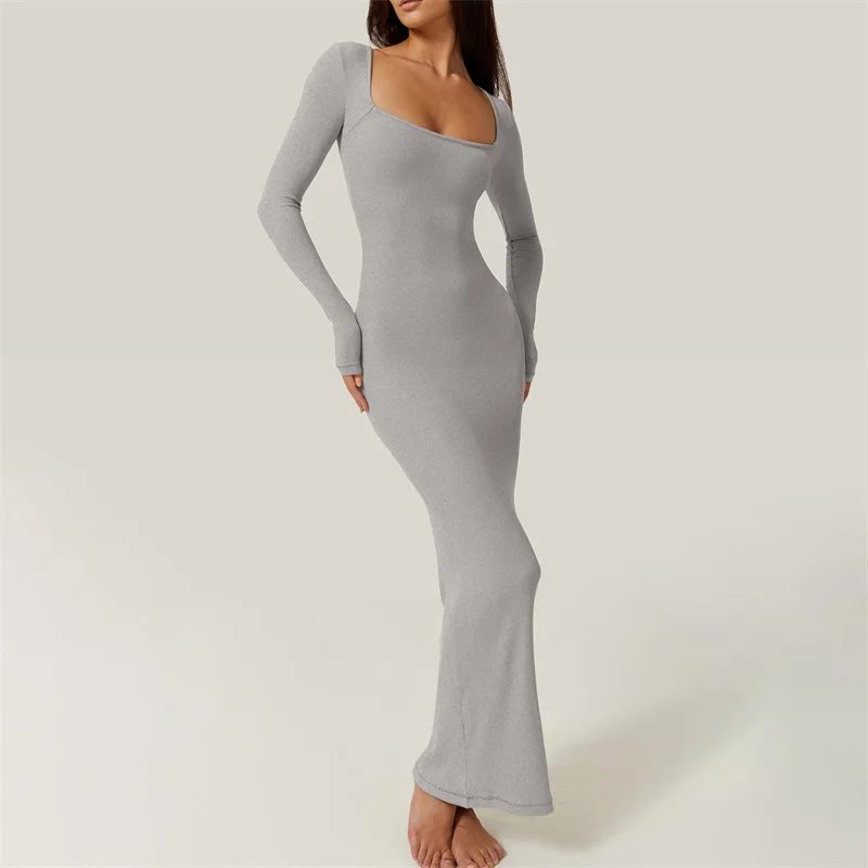y2k Bodycon Dress Women Going Out Solid Color Square Neck Long Sleeve Dresses Sexy Evening Party Dresses Clubwear 10 y2k Bodycon Dress Women Going Out Solid Color Square Neck Long Sleeve Dresses Sexy Evening Party Dresses Clubwear