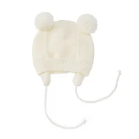 Cute Knitted Pompom Baby Hat Thick Warm Girl Boy Beanie Winter Ear Warm Cap Kids Glove Hats Bonnet Muts For Newborn 2