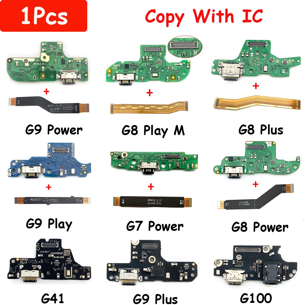 Tested USB Charging Port Mic Microphone Dock Connector Board + Mian Flex Cable For Motorola G9 Power G8 G9 Plus G7 Power G6 Play