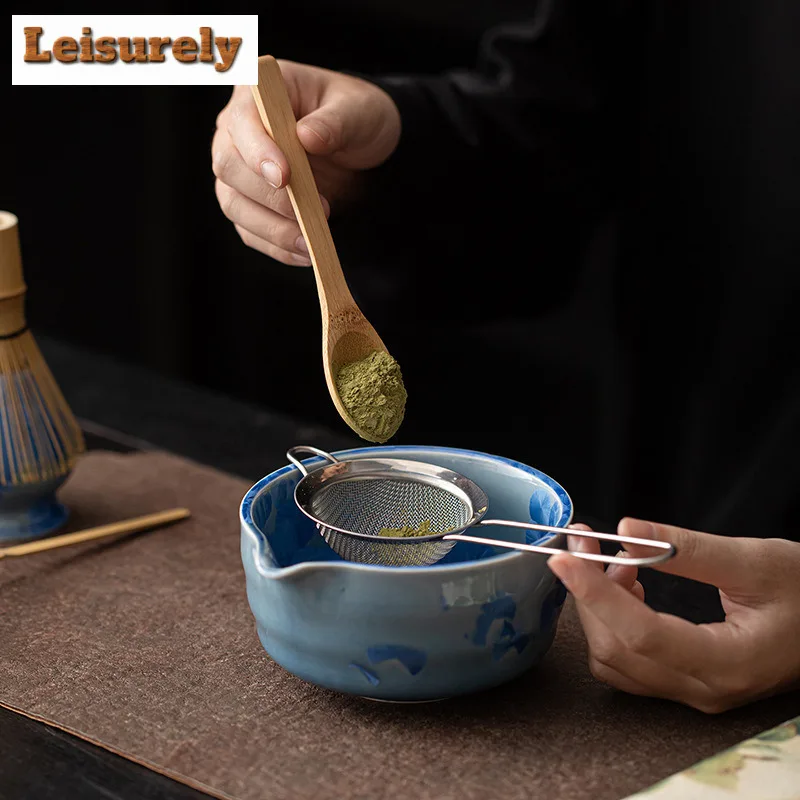 8pc/set Kiln Change Ice Flower Crystal Glaze Matcha Tea Set Whisk Stand Tea Ceremony Matcha Bowl Grinder Brushes Tea Tool Holder