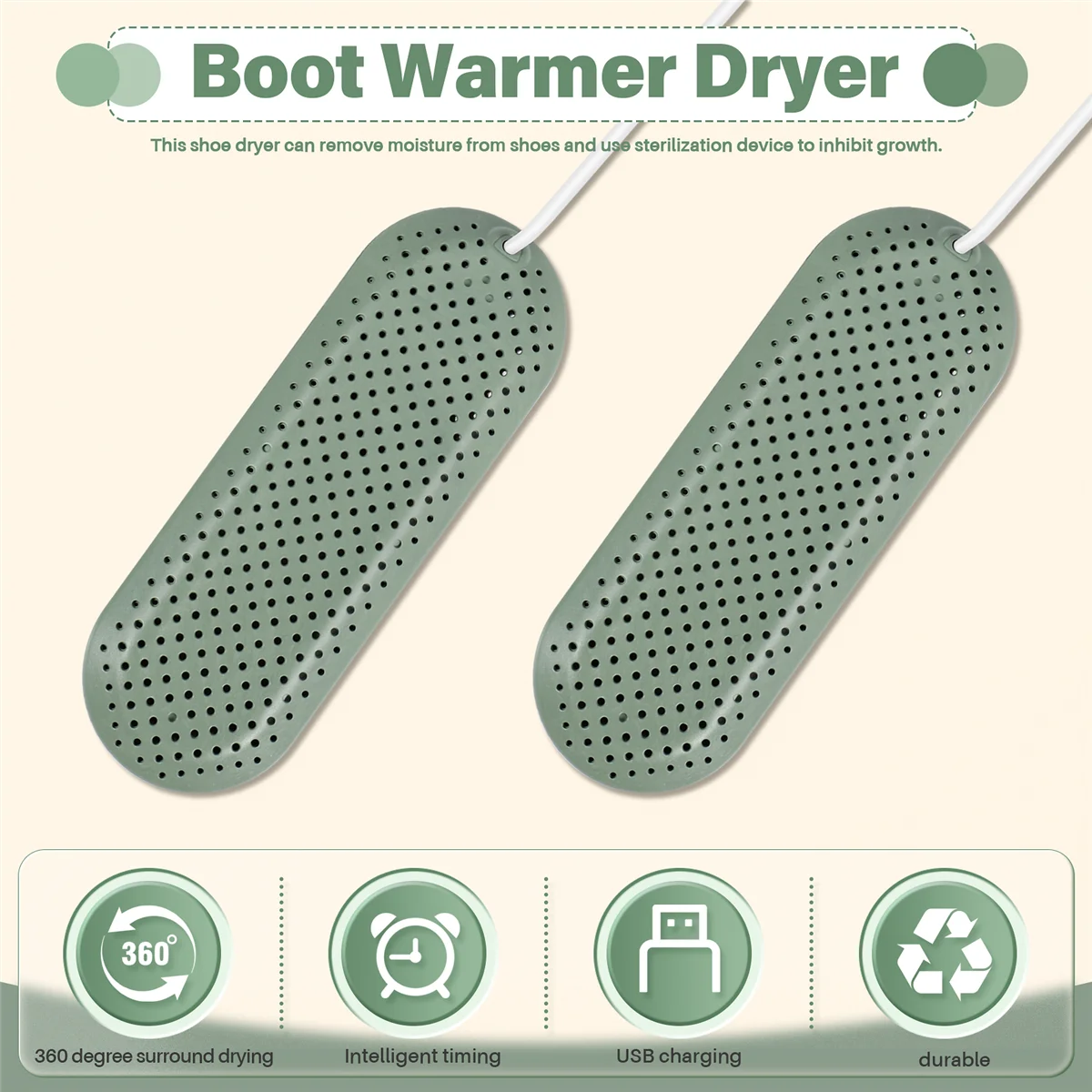 신발 건조기, 휴대용 USB 신발 건조기 지능형 타이밍 탈취 신발 부츠 건조기 USB 신발 따뜻하게 겨울 2 희귀
