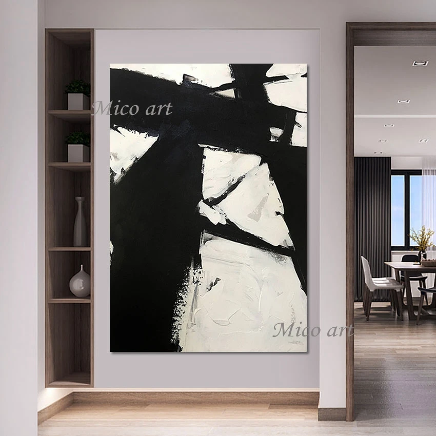

Black Acrylic Modern Abstract Art Painting Cheap Canvas Artwork Unframed Restaurant Wall Decoration Wholesale Of 3d Pictures
