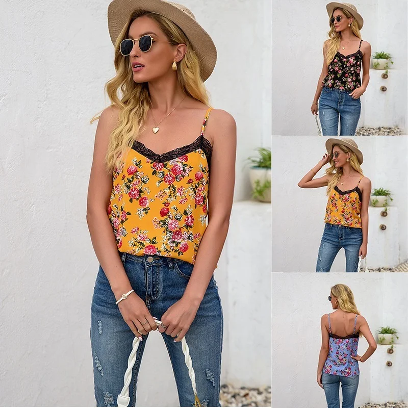 

Women's summer tank tops t-shirt vests for women crop tank halter sexy top blouses female girls traf summer lace cotton camisole