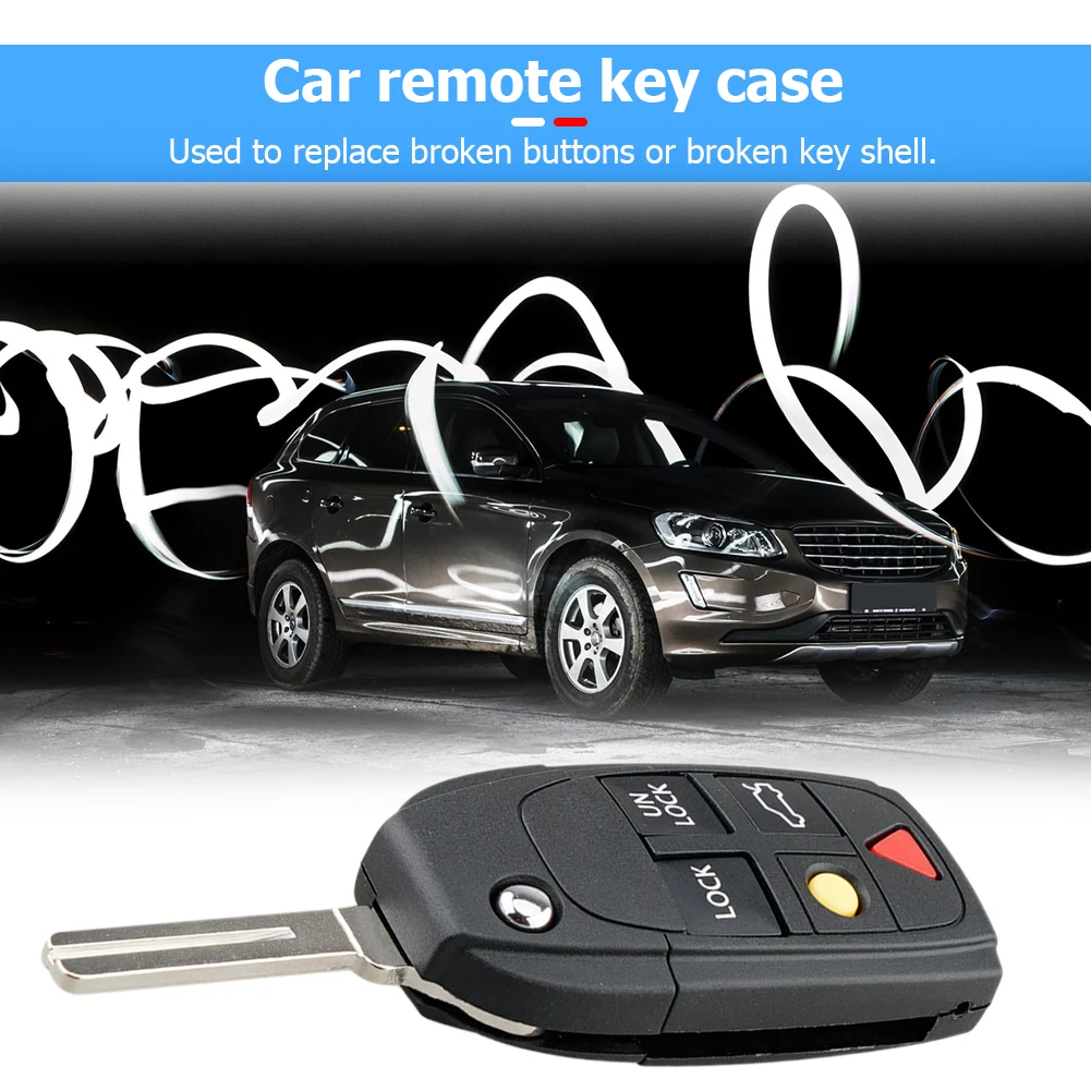 Car Remote Key Shell 5 Buttons Flip Folding Key Fob Case Cover
