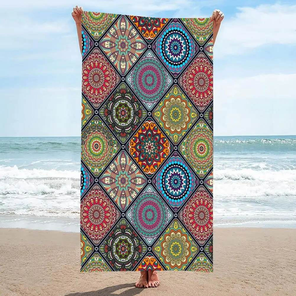 

Beach Towel Soft High Water Absorption Floral Printed Comfortable Durable Multipurpose Anti-fade Swimming Pool Ultralight Absorb