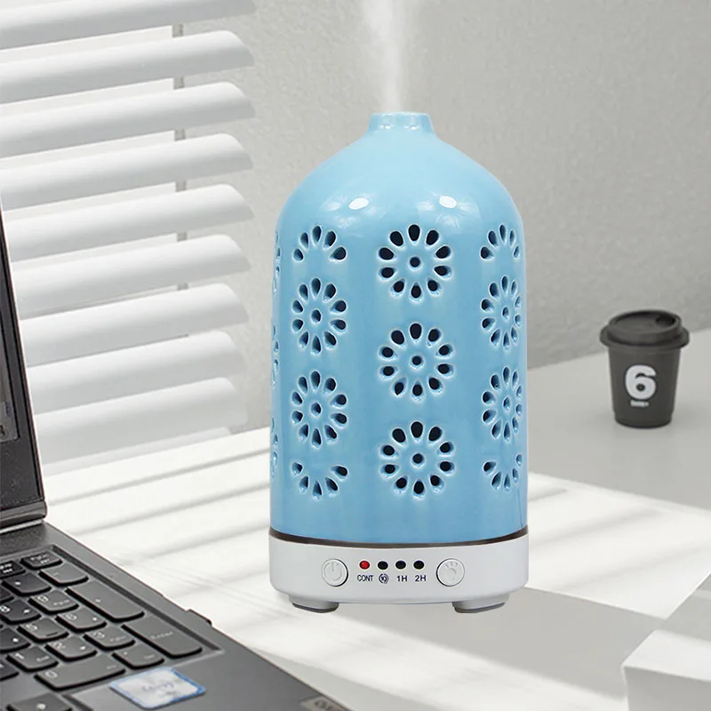 Ceramic Ultrasonic Air Humidifier Timing Function Aroma Diffuser Desktop Essential Oil Diffuser Room Scent Diffuser with Lights 6