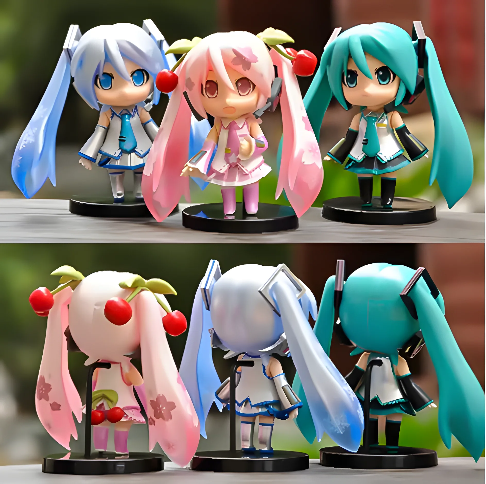 Kawaii Pink & Green Miniature Character Ornaments - Home Desk Decoration Adult Collectible Toy