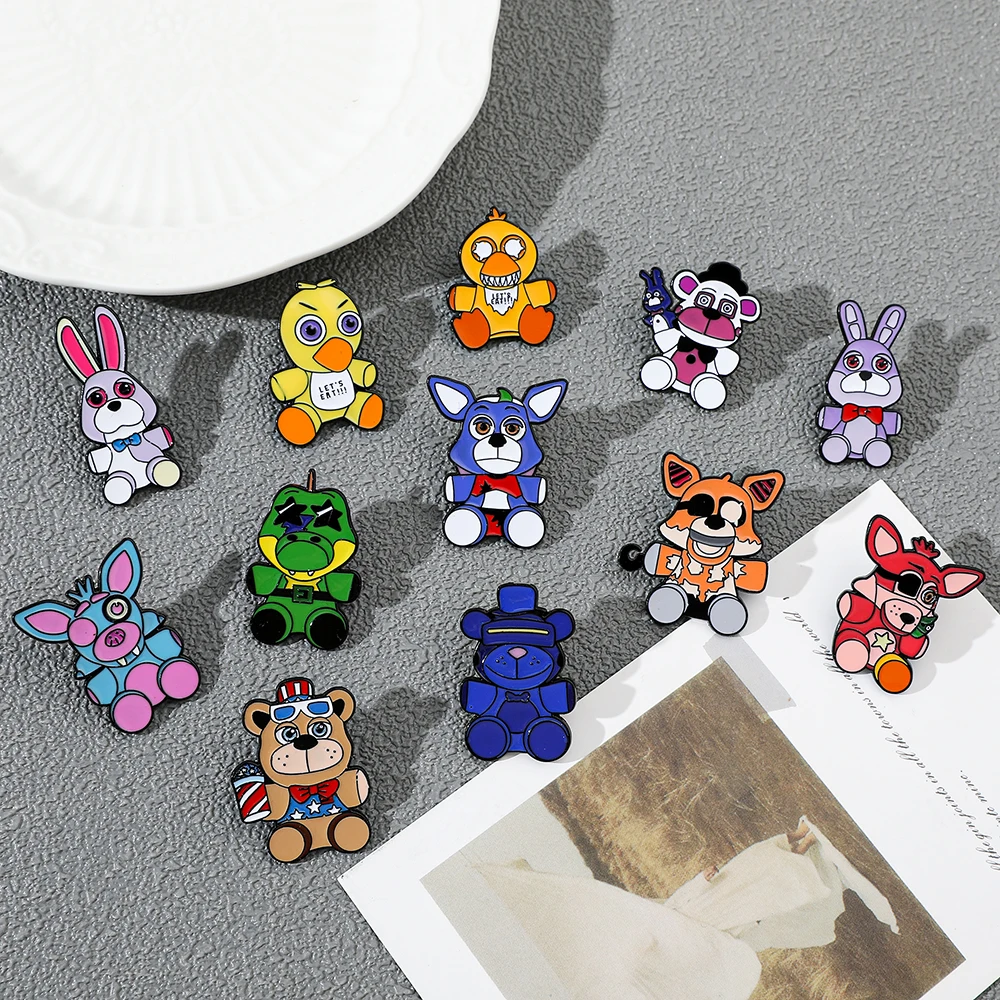Cartoon Animal Brooch Enamel Pin Metal Badge Jewelry Backpack Clothing Accessories 12 Pcs