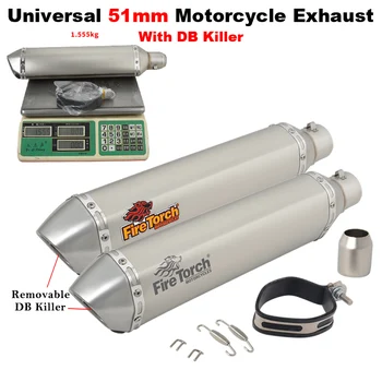 51MM Universal Motorcycle Exhaust Pipe Modify DB Killer 460mm Muffler Escape Moto Bike Echappement For KTM390 CB250R ZX6R CBR500