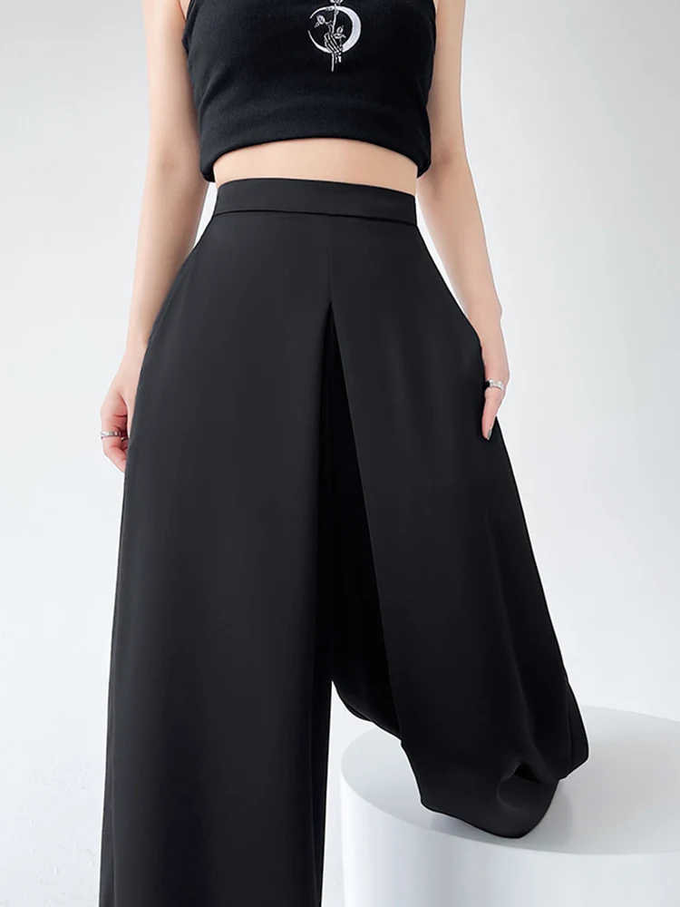 Summer Pure Color Fashion Office Ladies Female Suit Pants New High Waist Chic Full Length Street Simple Casual Loose Women Pants
