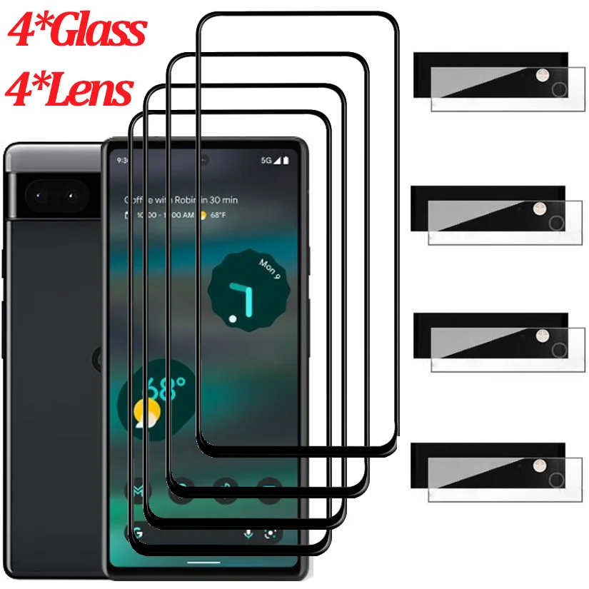 Protector de pantalla frontal para móvil, cristal templado con 1-3 piezas  para lente de cámara de teléfono, para Google Pixel 6A 7A Pixel 7 1-3  piezas