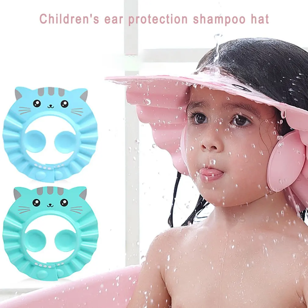 

Shower Cap Adjustable Hair Wash Hat for Newborn Infant Ear Protection Children Kids Shampoo Shield Bath Head Cover