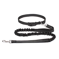 Hands-Free Adjustable Dog Leash with Waist Belt and Chest Strap (Black)