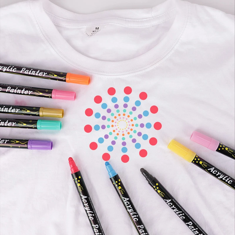 Acrylic Paint Markers 12/24/36 Colors Double Headed Waterproof Art Painting Supplies