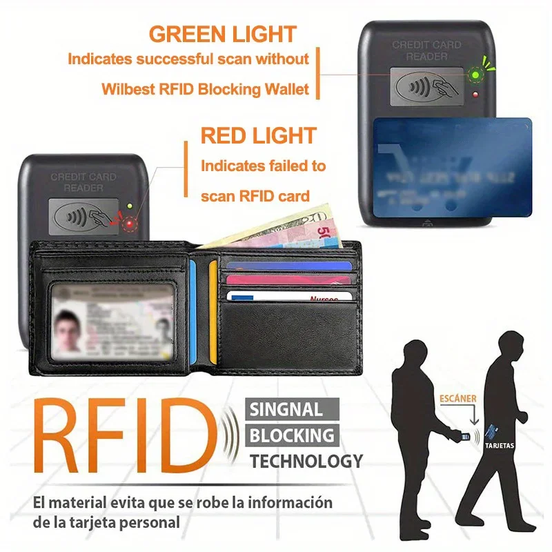 Minimalist Men's RFID Blocking Multi-functional Thin 12-card Wallet Bi-fold Portable Card Holder Money Clip Money Bag Male Purse
