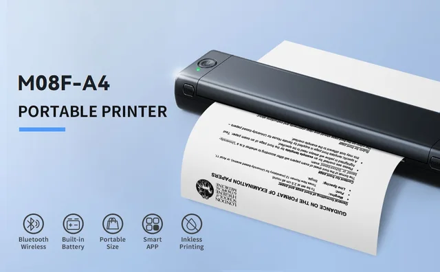 Portable Printers Wireless for Travel M08F A4Thermal Printer Use