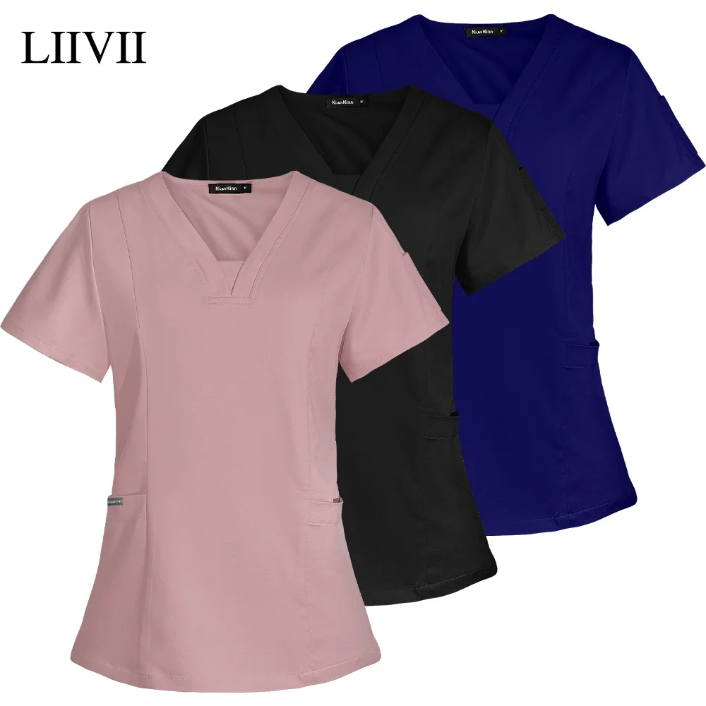 

Nurse Uniform Dentistry Medical Clothes Women Short Sleeve Scrub Tops Shirt Beauty Salon Blouse Zoo Cleaning Workwear Enfermera