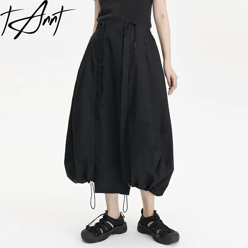 

Tannt Women Skirt Asymmetry Drawtherope Black High Waist Skirt Irregular Fashion Casual Long Skirts For Women 2023 New