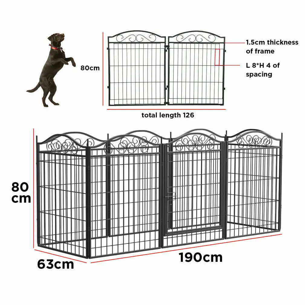 Heavy Duty Metal Dog Playpen Foldable 8 Panels Pet Animal Dog Kennel Pen Fence with Gate for Indoor Outdoor