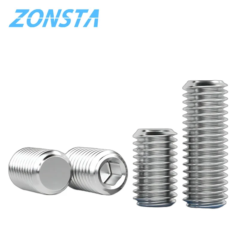 

End Grub Bolt M2 M2.5 M3 M4 M5 M6 M8 M10 304 Stainless Steel Allen Head Hex Hexagon Socket Flat Point Set Screw Headless Screw