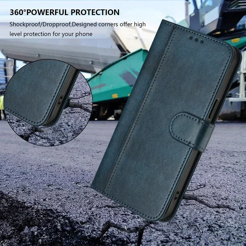 Elegant Retro Leather Phone Wallet Case - High-Quality Vintage Design Cover