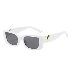 Unisex Fashion V - Shaped Square Sunglasses with Sunshade Protection (White gray)
