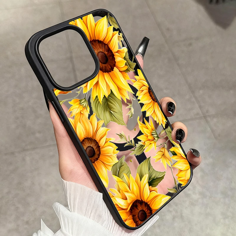 Sunflower Magnetic Phone Case - Vibrant Yellow Soft Cover