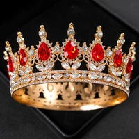 Baroque Round Wedding Crown Bridal Pageant Rhinestone Crystal Tiaras Crown Molding Headpieces For Queens and King 5