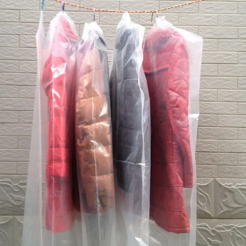30PCS Transparent Hanging Clothes Dust Cover Clothing Dust-Proof Storage Bag Wardrobe Plastic Cover Garment Coat Suit Protector
