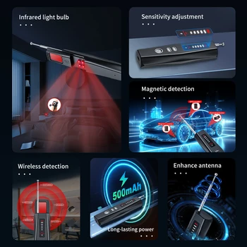 T011 Hidden Devices Detector Anti Candid Camera RF Signal Scanner GPS Bug Finder for Hotel Travel 2
