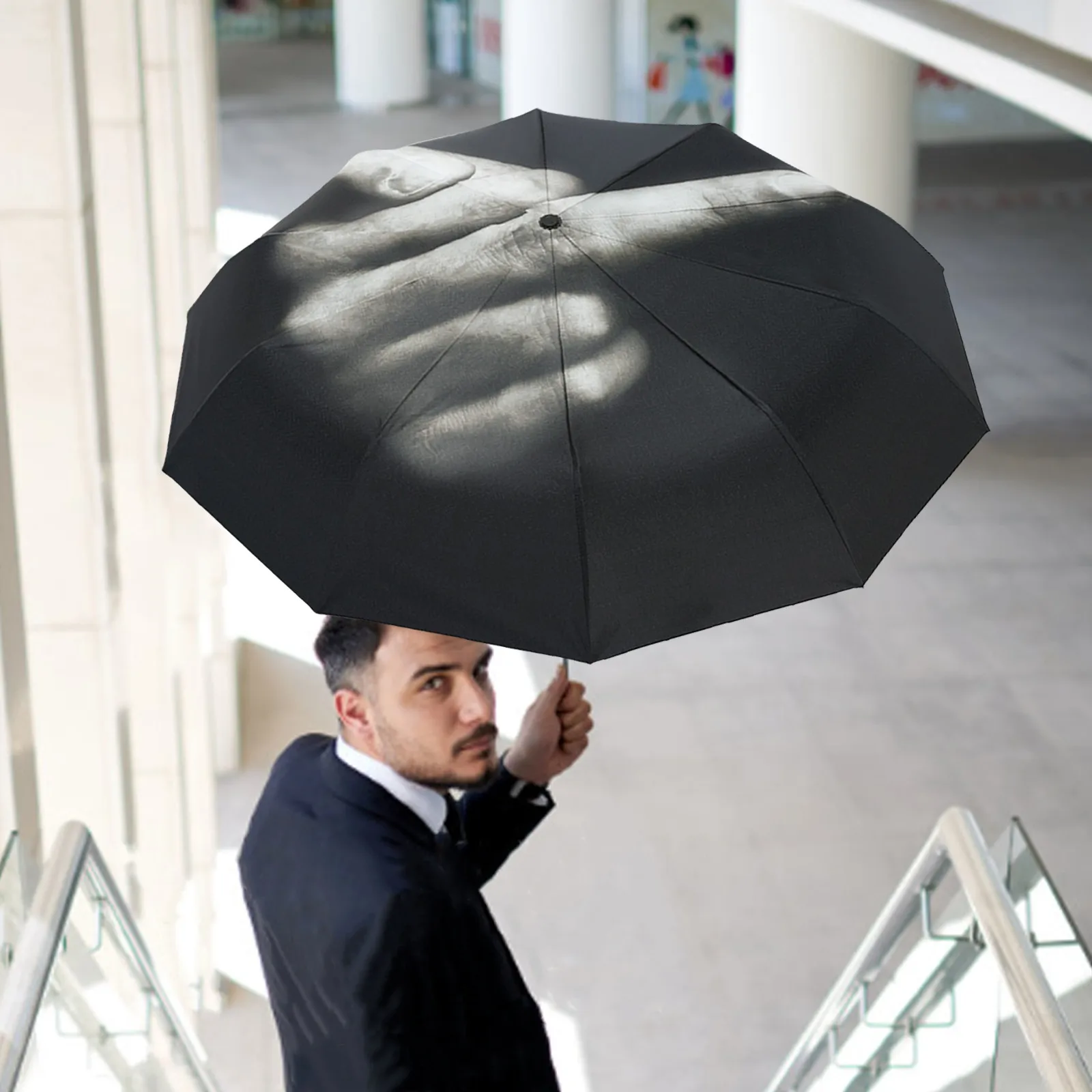 Folding Umbrella With Middle Finger Raised Fully Automatic Personalized Funny International Gesture Contempt For Your Umbrella