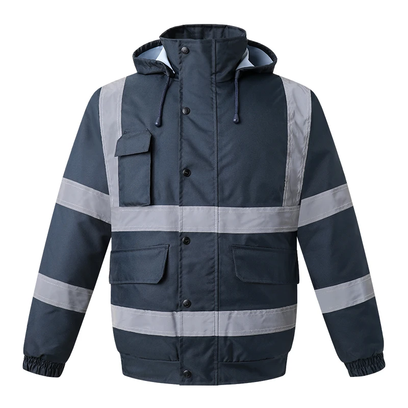 High Visibility Reflective Witnter Jacket Men Waterproof Thickened Safety Coat for Outdoor Work Hi Vis Workwear Bomber Jacket 5
