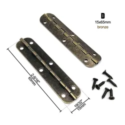 Set of 12 Mini Heavy Duty Extended Butterfly Hinges with Screws for Jewelry Boxes, Gift Chests, and Dollhouse Cabinets (D 15x65mm bronze)
