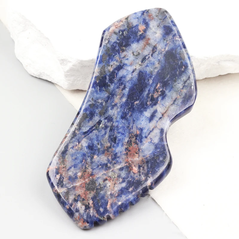 Sodalite New Shape Gua Sha Tool Face Massager Skin Care Neck Body Sawtooth Scraping Board Beauty Product 2