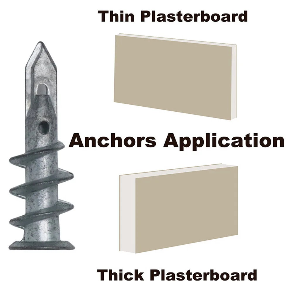 Drywall Anchor Kit Hollow Wall Anchor Set Hollw Wall Plasterboard Anchor Zinc Alloy Drywall Self-drilling Anchors E8/13*41mm #8*1-1/4 Tapping Screw