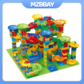 Children's Slide Small Block Block Assembly Particles DIY Educational Toy Small Size Building Blocks Maze Ball Assemble Toys 1