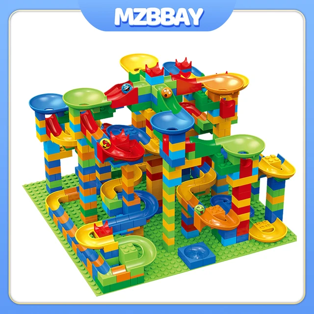 Children's Slide Small Block Block Assembly Particles DIY Educational Toy Small Size Building Blocks Maze Ball Assemble Toys 1
