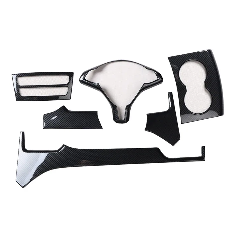 

Carbon Fiber Printed Car Steering Dashboard Sticker Cover Drink Holder Outlet Moulding Trim for Tesla model s 2014-2021 Styling